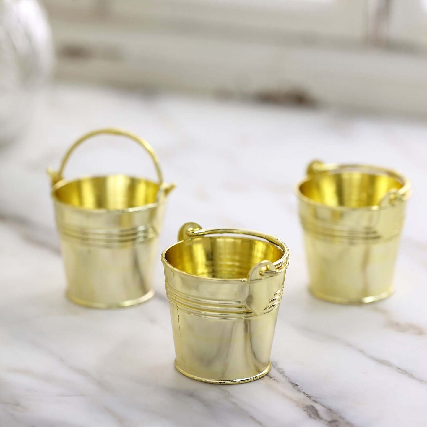 12 Pack 2" Gold Mini Planter Treat Party Favor Boxes, Small Pail Bucket Candy Container Gift Boxes