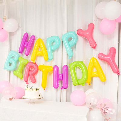 13" Ready-To-Use Colorful "Happy Birthday" Mylar Foil Balloon Banner