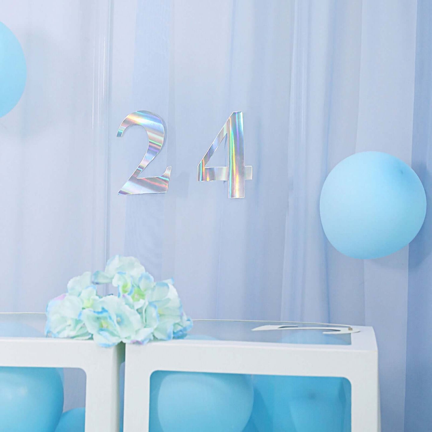 4-Pack Stickers Banner Custom 0-9 Number "3" Design Iridescent - Milestone Age and Date Stick-On Numbers 5"