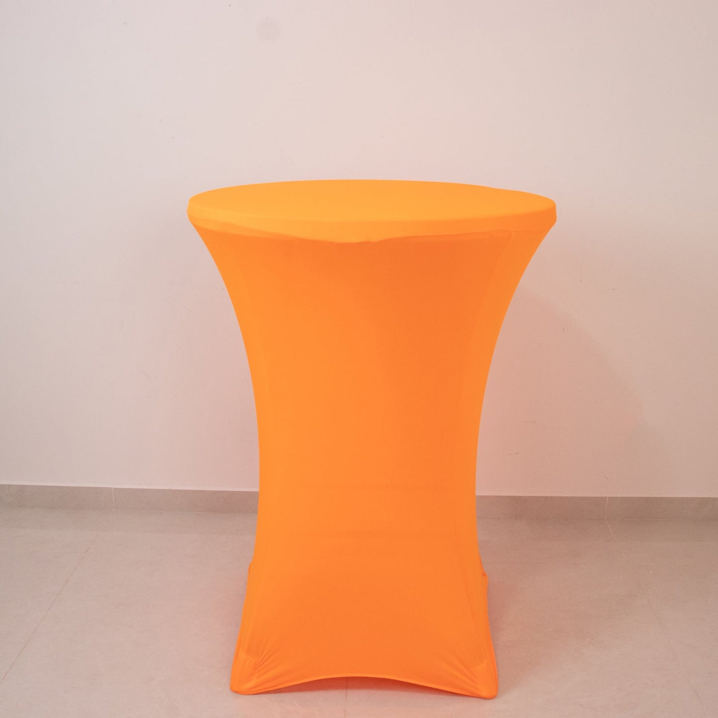 Glow Neon Orange Fitted Spandex Cocktail Tablecloth â€“ 30" Round, Wrinkle-Free Cover