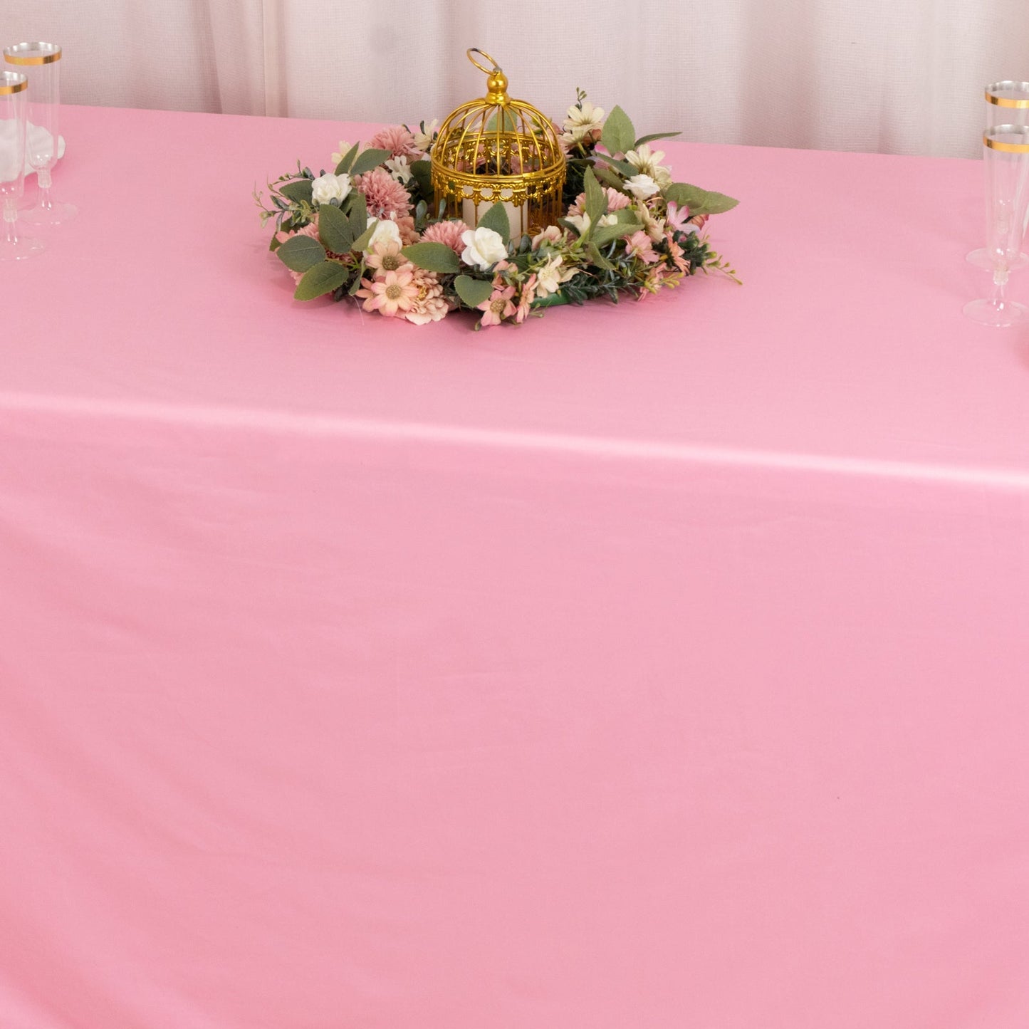 Scuba Rectangular 90"x132" Tablecloth Pink - Wrinkle Free, Stain Resistant & Seamless Table Cover