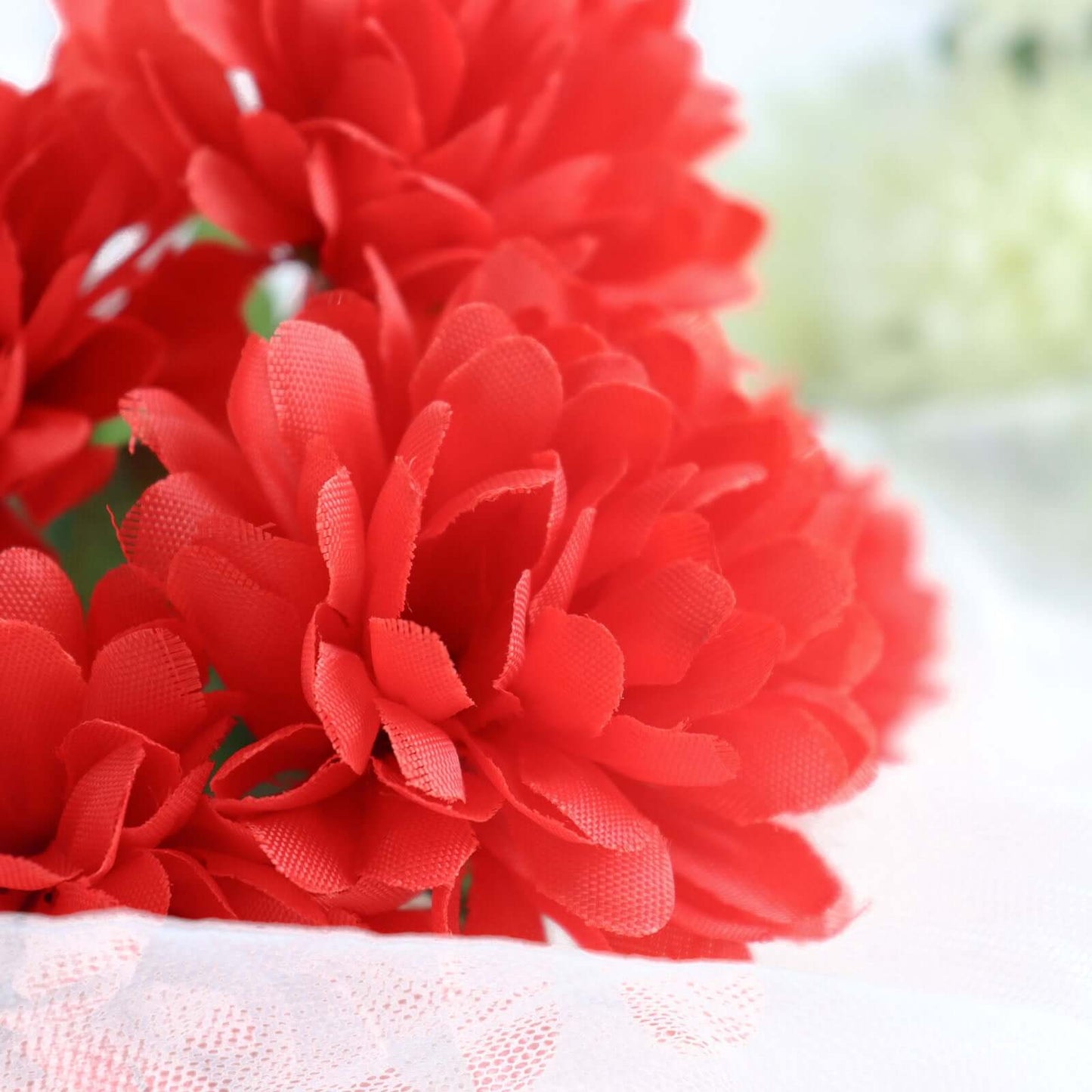12 Bushes Red Artificial Silk Chrysanthemum Flower Bouquets