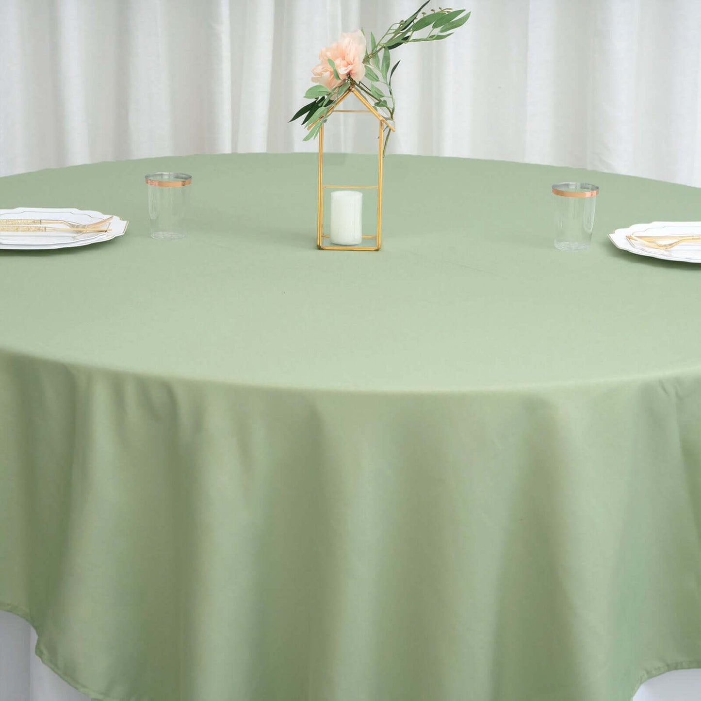 Polyester Square 90"x90" Tablecloth Sage Green - Wrinkle-Resistant & Durable Table Cover