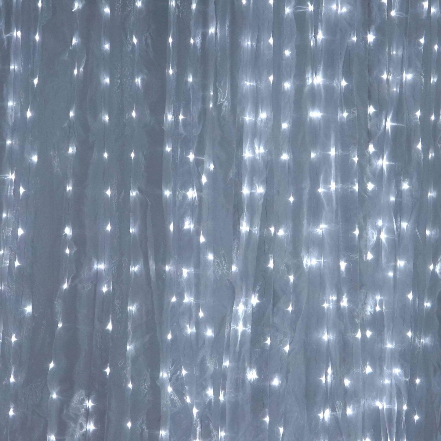 20ftx10ft White Sheer Organza w Cool LED Lights Decorative Curtain Panel