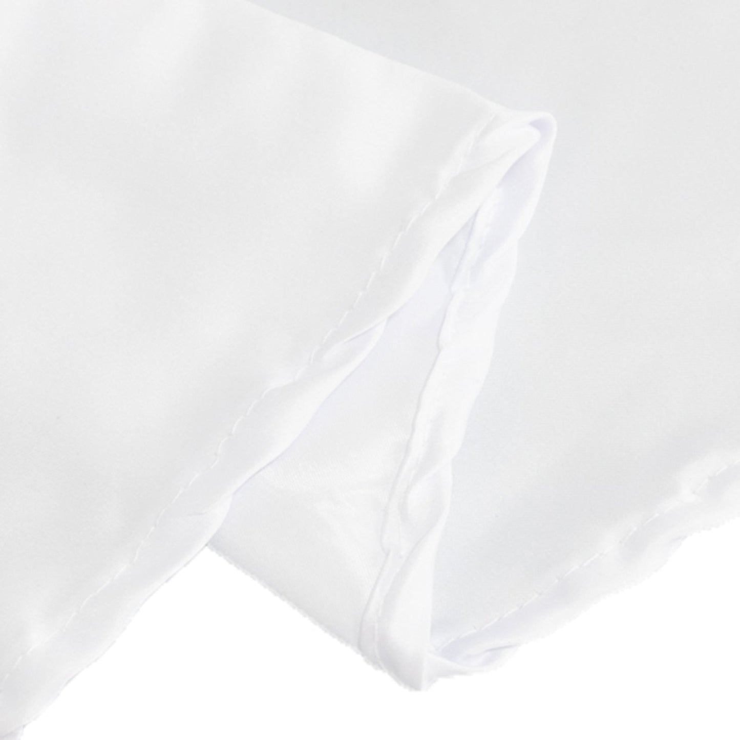 Lamour Satin 120" Round Tablecloth White - Seamless Table Cover with Soft Tempered Sheen for Upscale Gatherings