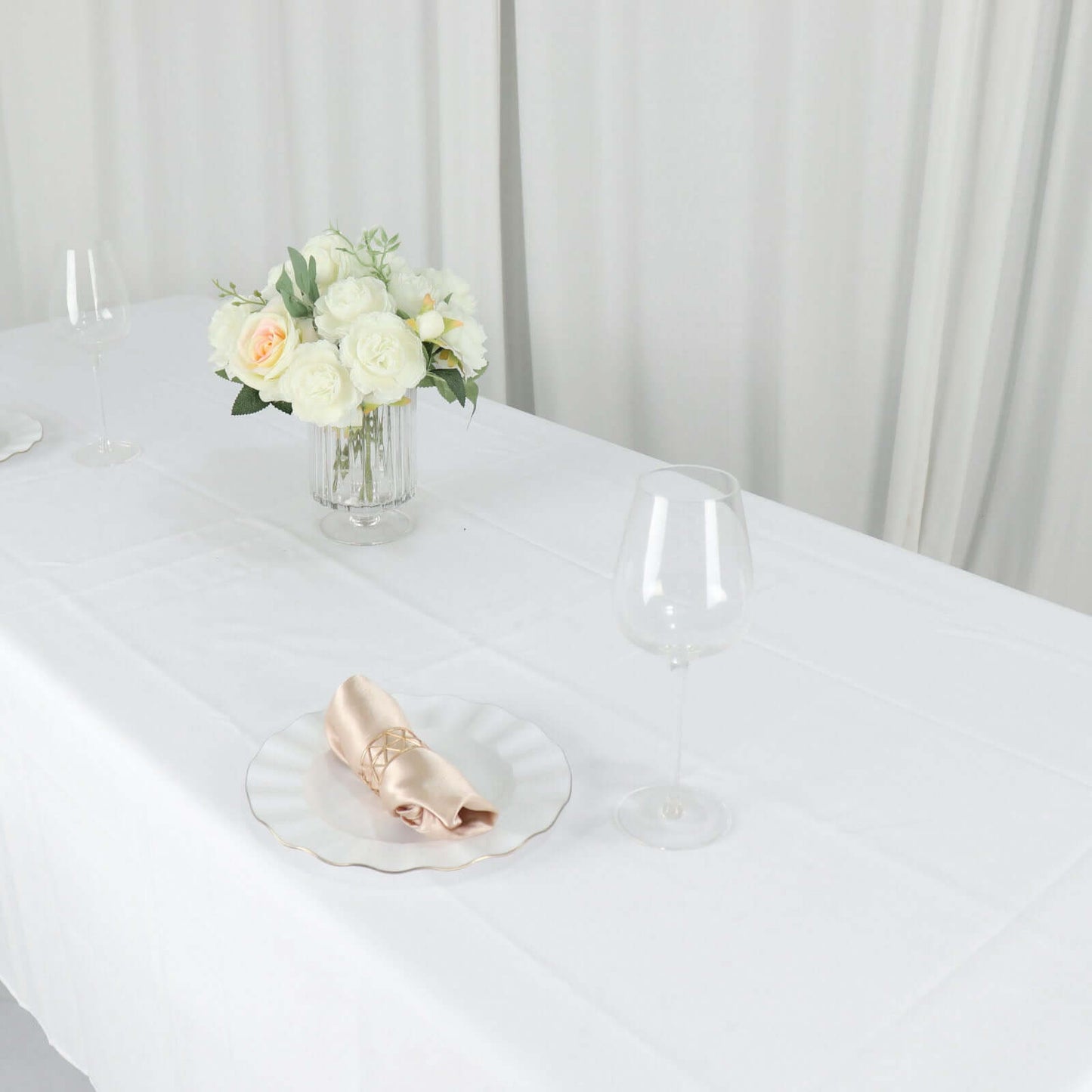 Polyester 60"x126" Rectangle Tablecloth White - Wrinkle-Resistant Table Cover for Weddings & Parties