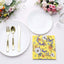 20-Pack Paper Beverage Napkins with Blooming Flowers Design Yellow - 2 Ply Soft 18GSM Floral Wedding Napkins 6.5"x6.5"