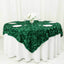 Satin 72"x72" Table Overlay Square Tablecloth Hunter Emerald Green - 3D Rosette Table Cover