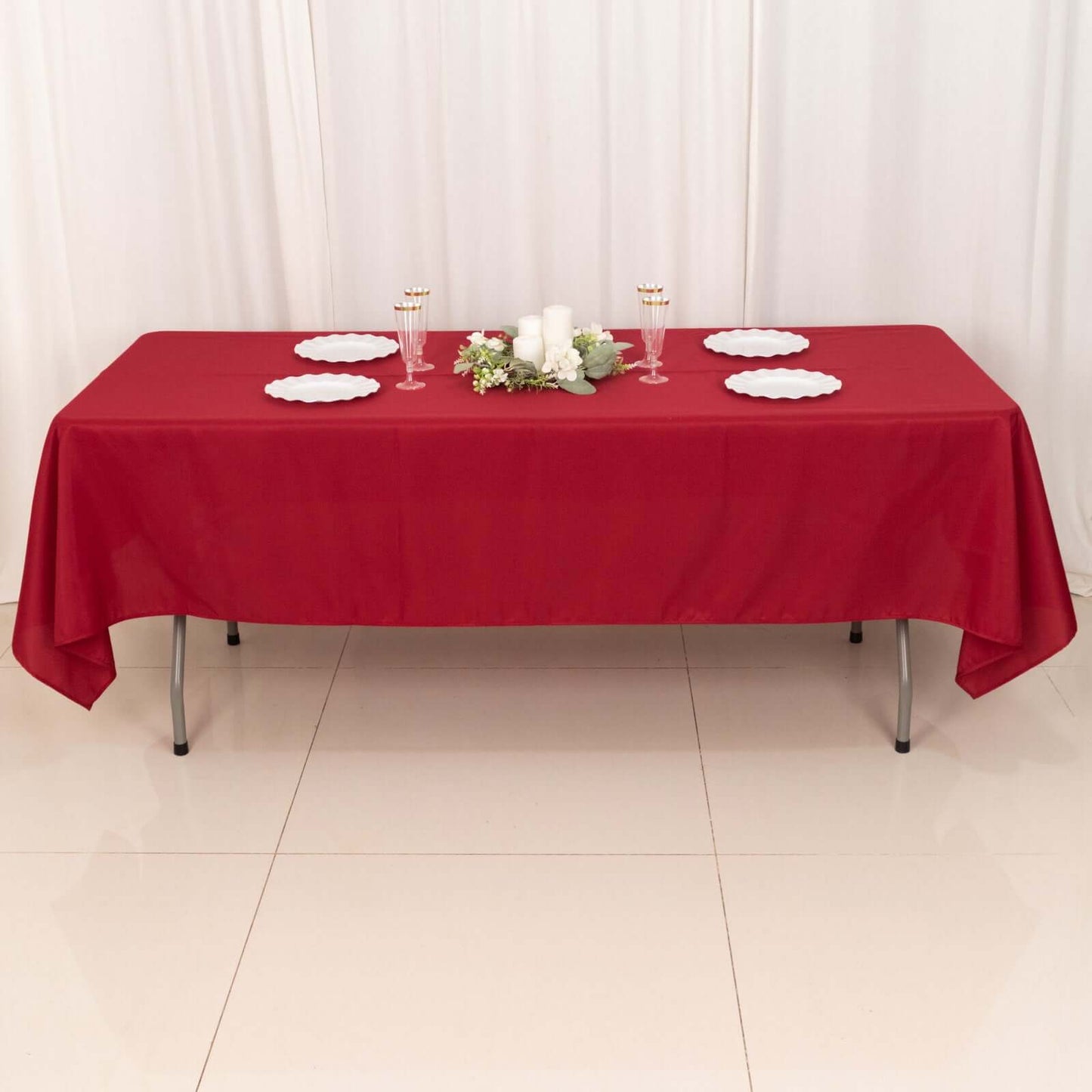 Polyester 60"x102" Rectangle Tablecloth Wine - Durable and Stylish Table Cover