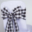 5 Pack Polyester Chair Sashes Black/White Buffalo Plaid - Durable & Reusable Chair Bows for Rustic Farmhouse Party Decor 6"x108"