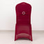 Spandex Chair Cover with Silver Rhinestone Buckled Sash Band Burgundy - Stretch Fitted Slipcover