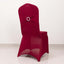 Spandex Chair Cover with Silver Rhinestone Buckled Sash Band Burgundy - Stretch Fitted Slipcover