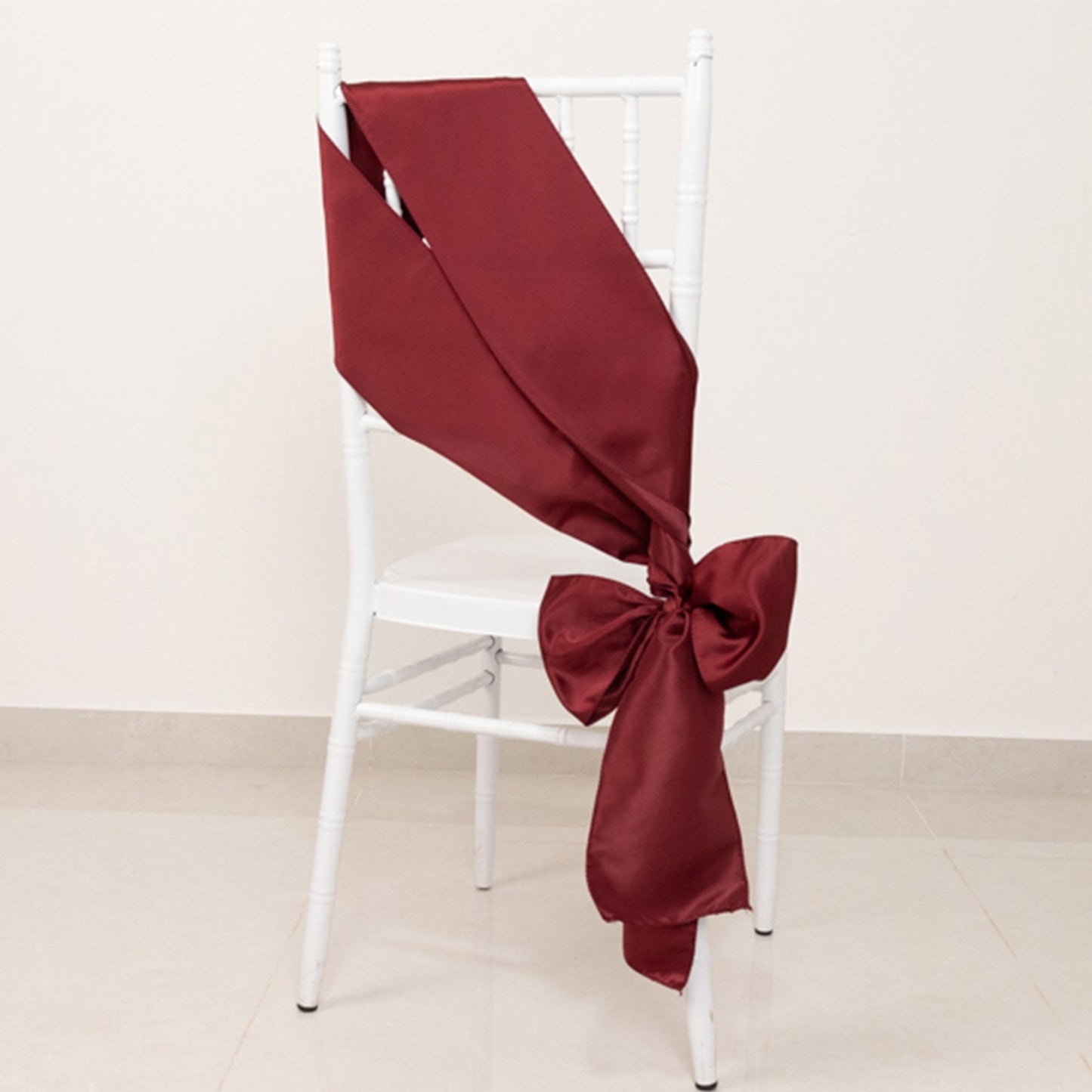 5 Pack Lamour Satin 6"x106" Chair Sashes Burgundy - Stylish Reusable Decorative Bows