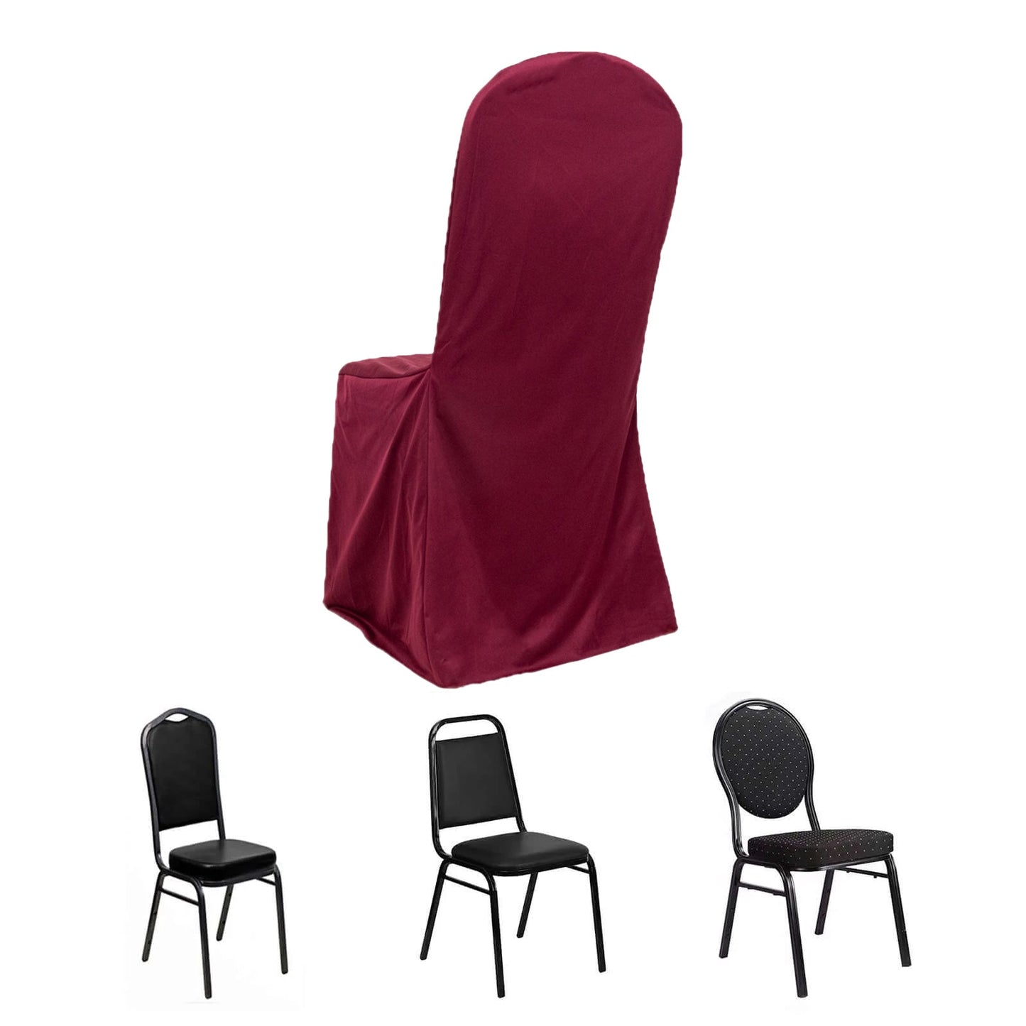 Scuba Stretch Chair Cover Burgundy for Banquet Chairs Slim Fit Design - Wrinkle Free and Durable Slipcover