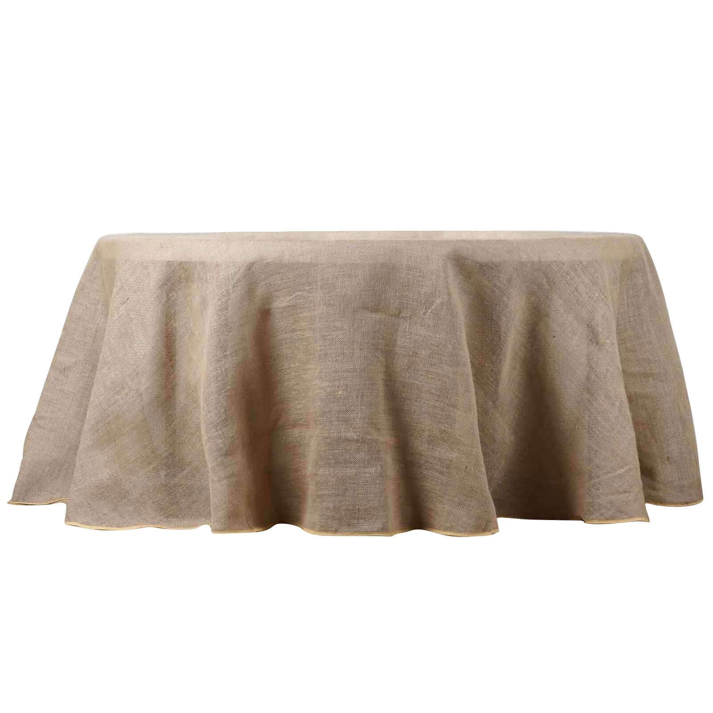 Burlap Jute 120" Round Tablecloth Natural - Rustic Boho Chic Seamless Table Linen