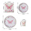 96 Pcs Paper Dinnerware Set with Butterfly Print White/Pink - Disposable Tableware Set with Plates, Cups, and Napkins