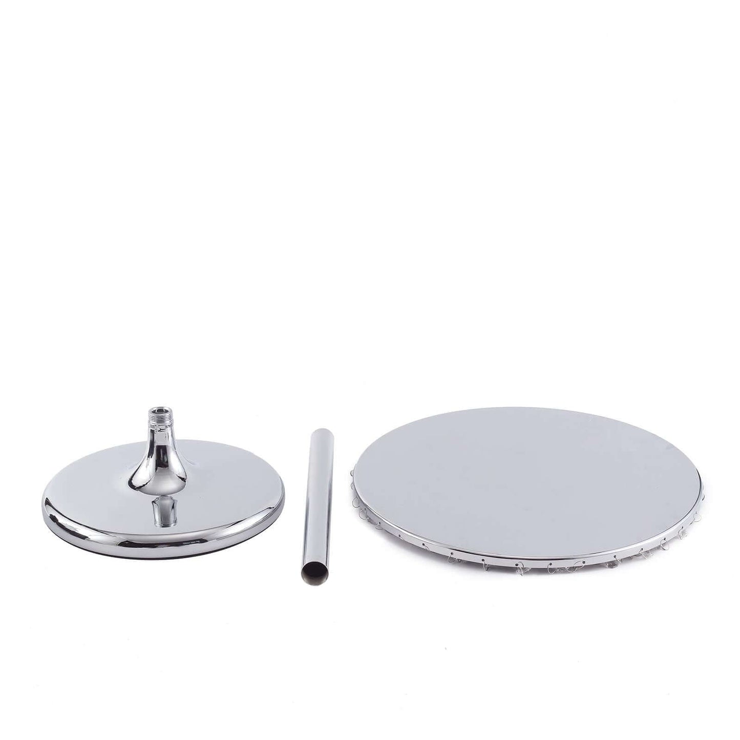 Metal Cake Stand Round Design Metallic Silver with Crystal Chains 14" Dia - Cupcake Dessert Pedestal 16"Tall