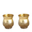 2-Pack Glass Hurricane Vases Bell Shaped Crackle Gold Curvy Design - Decorative Candle Holder Centerpieces 6"