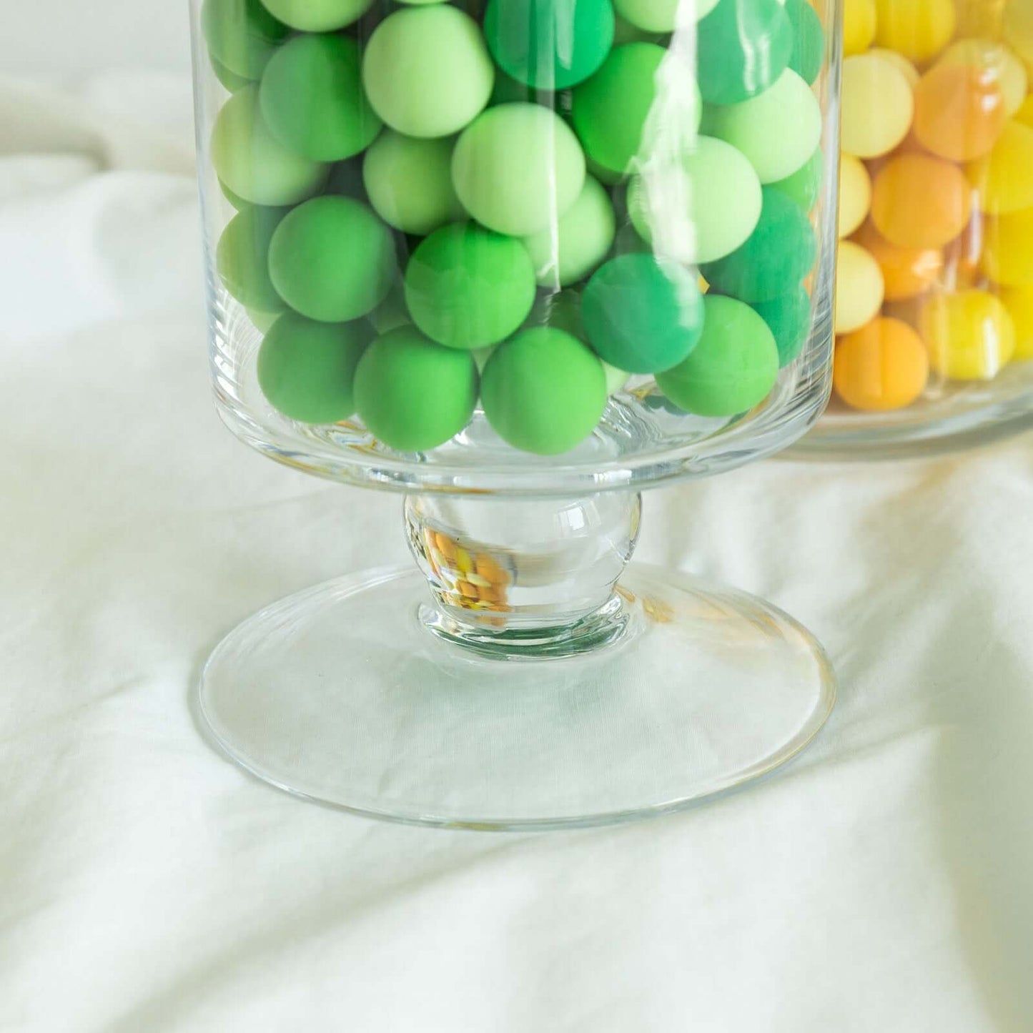 Set of 3 Glass Candy Jars Modern Apothecary Design Clear with Snap-On Lids - Stylish Party Favor Containers 9"/13"/14"