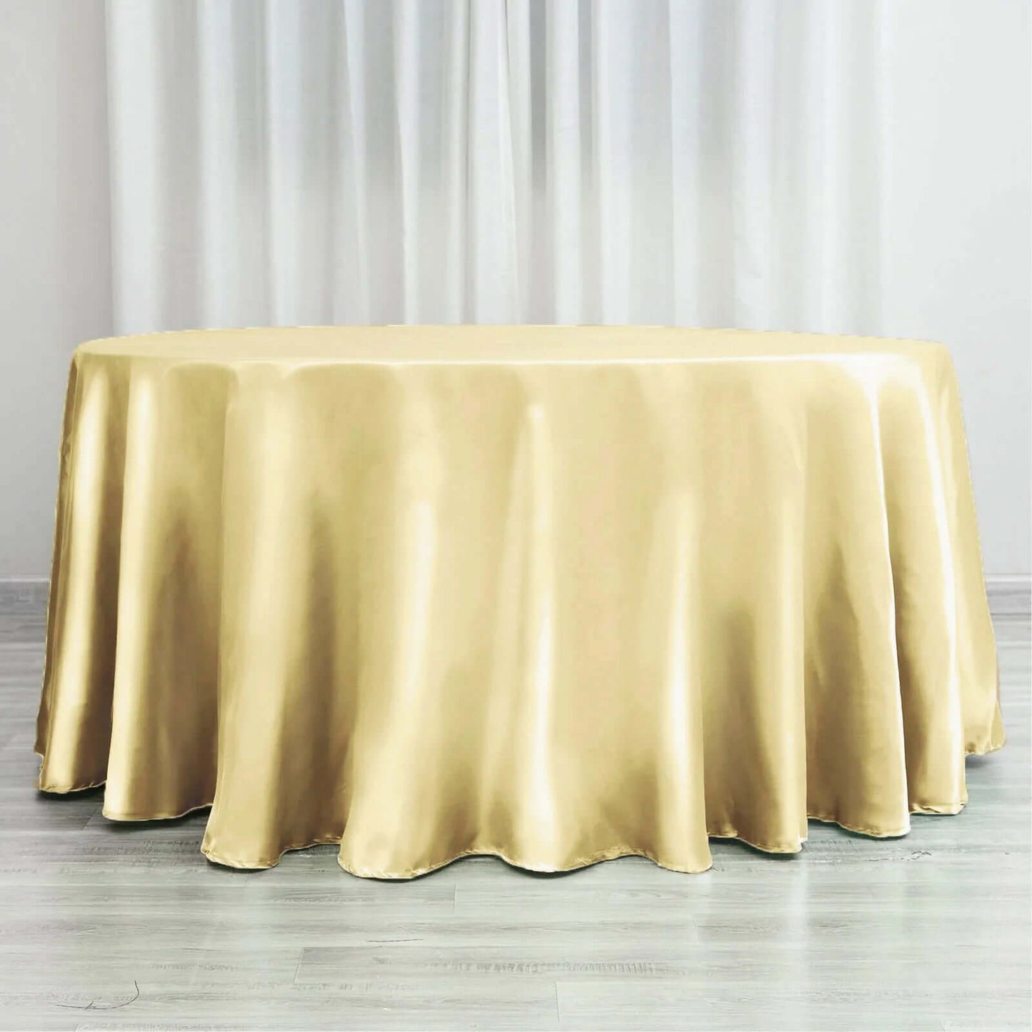 Satin 120" Round Tablecloth Champagne - Stylish Seamless Table Cover