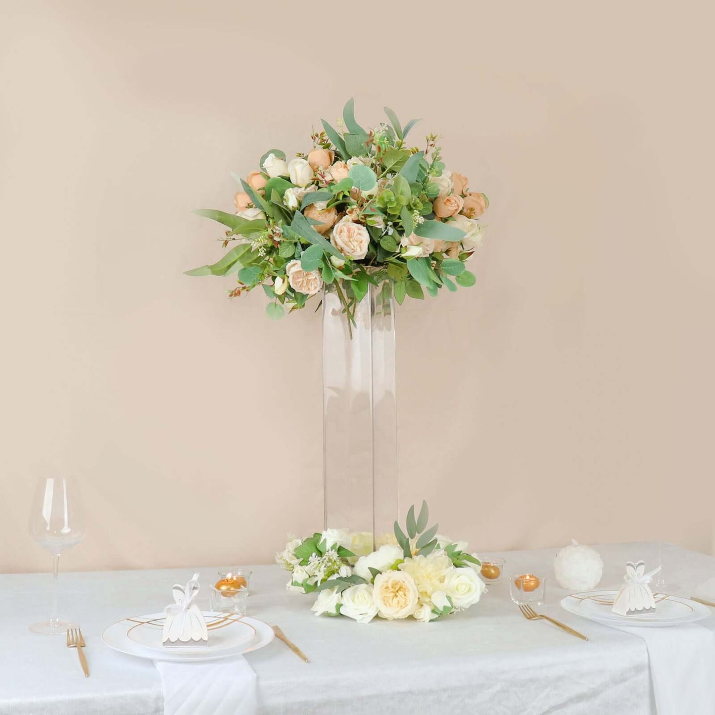 6-Pack Glass Cylinder Vases Square Clear - Durable Heavy Duty Floral Centerpieces for Weddings 24"