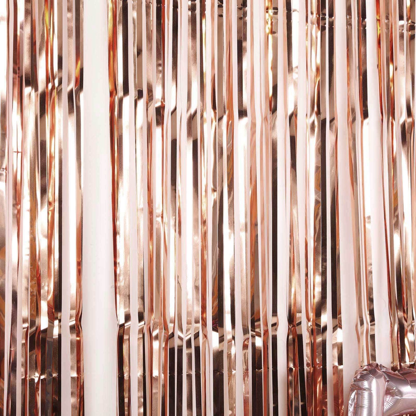 8ft Rose Gold Metallic Tinsel Foil Fringe Doorway Curtain Party Backdrop