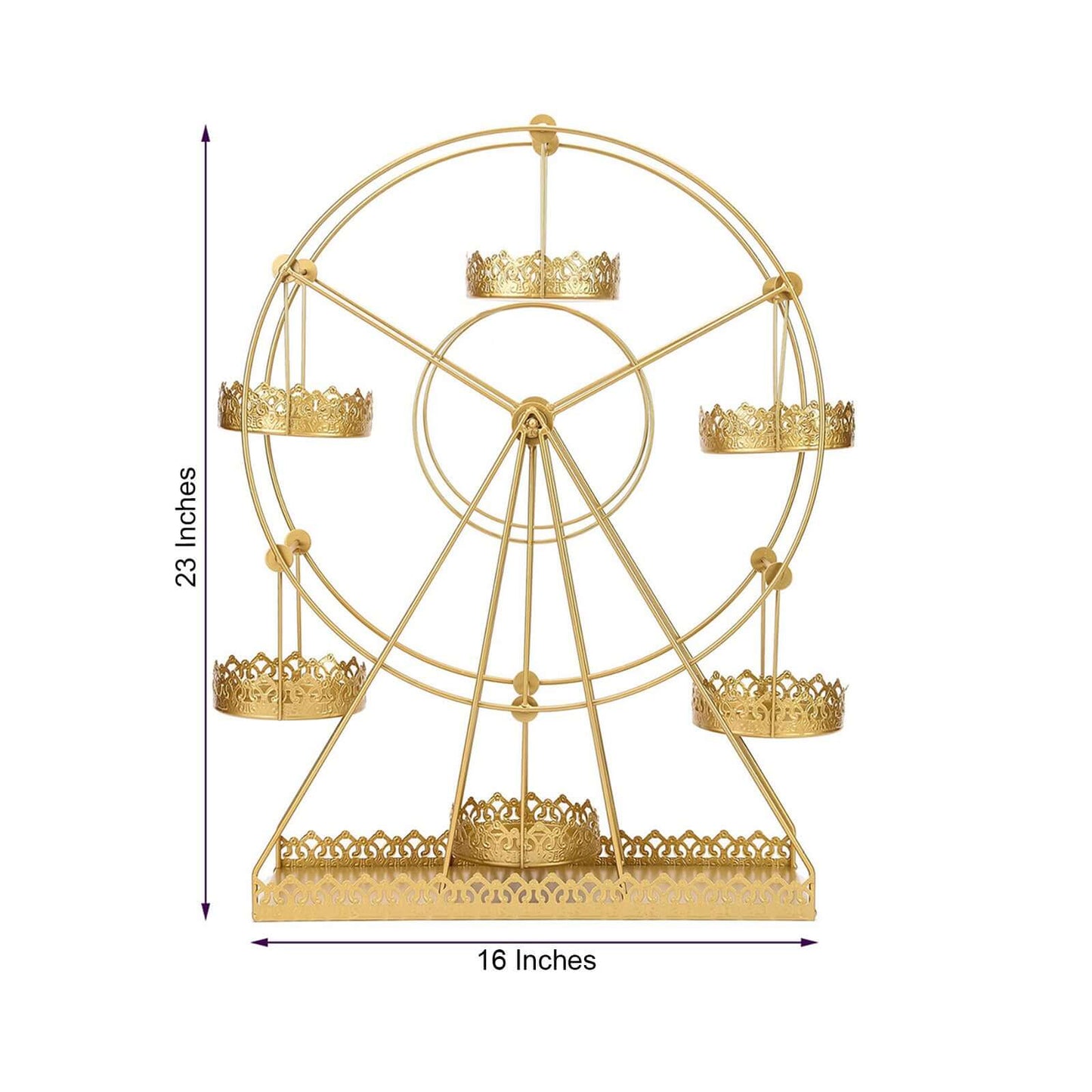 Metal Ferris Wheel Cupcake Holder Gold - Large Decorative Rotating Dessert Display Stand for Carnival-Themed Events Baby Showers & Weddings 23"