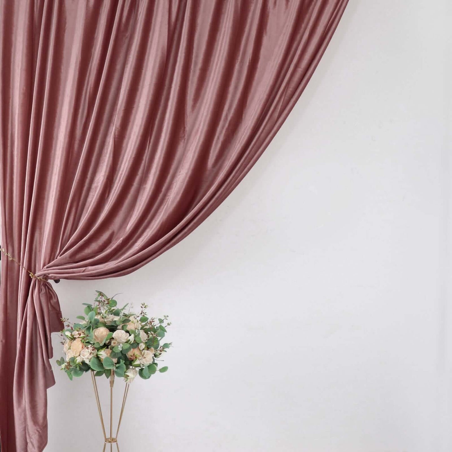Dusty Rose Crushed Velvet Backdrop Curtain â€“ 8ft x 8ft Event Drape with Rod Pocket, Privacy Panel for Photo Booths & Events