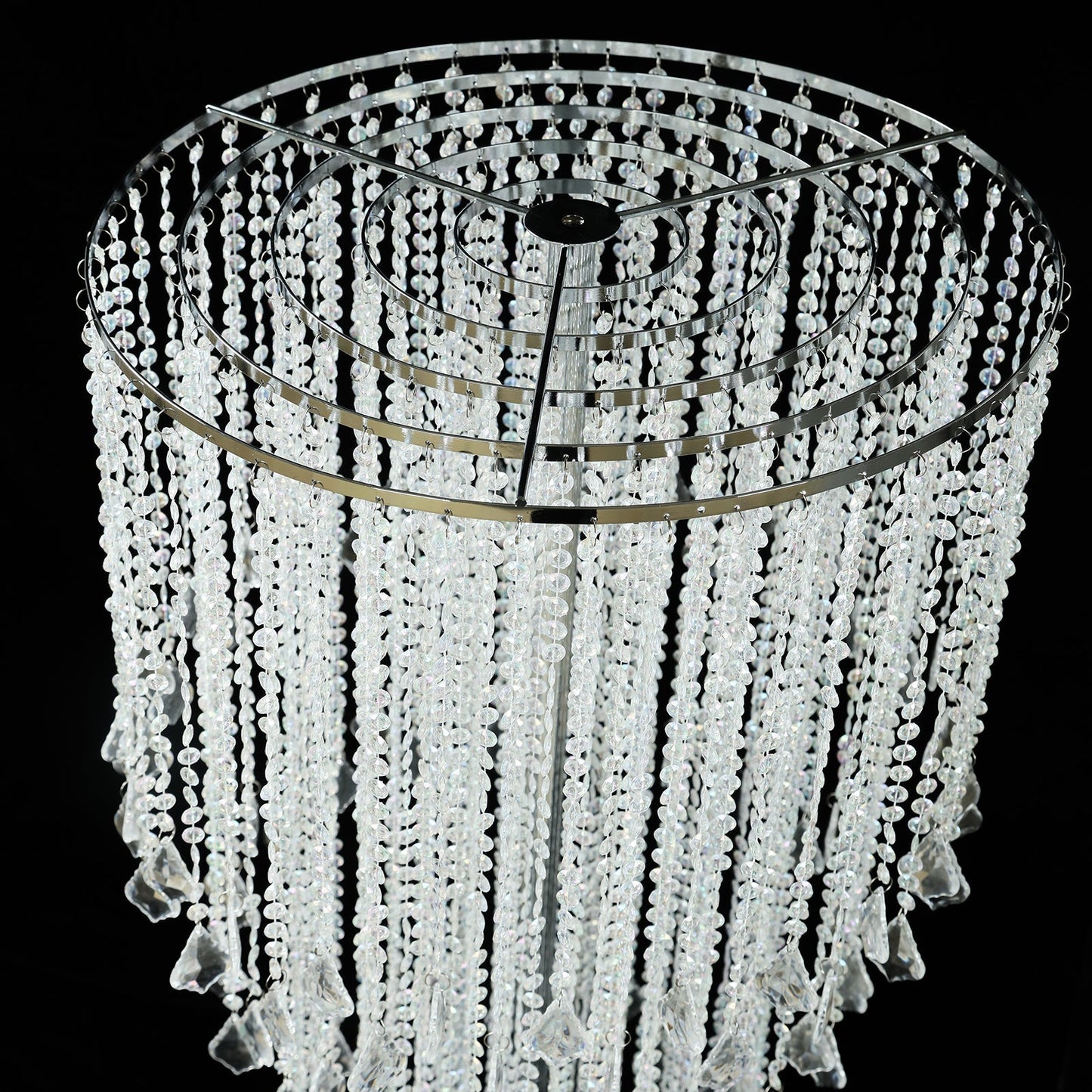 4ft Table Centerpiece in Crystal Beaded Waterfall Chandelier Style â€“ Cascading Metal Floral Stand for Weddings & Luxury Event DÃ©cor