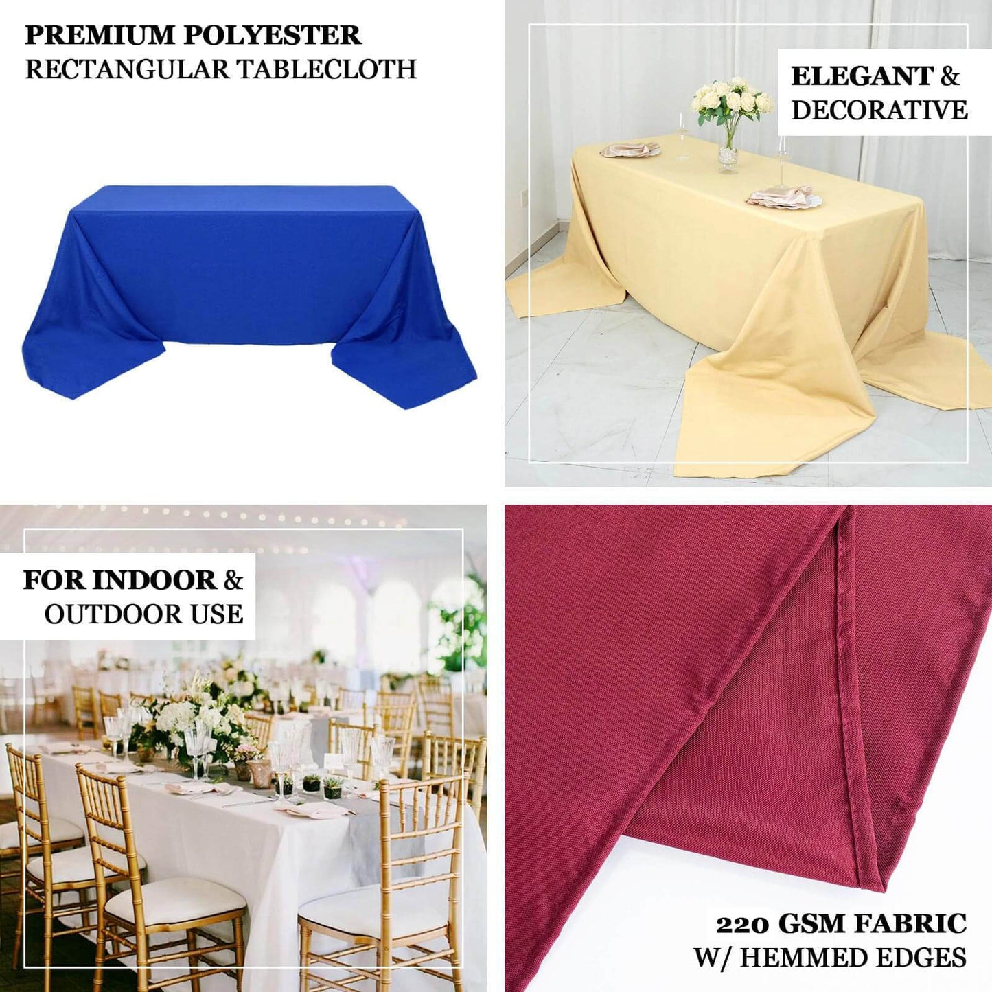 Premium Polyester 90"x132" Rectangle Tablecloth Dusty Sage Green - Seamless 220GSM Stain-Resistant Table Cover