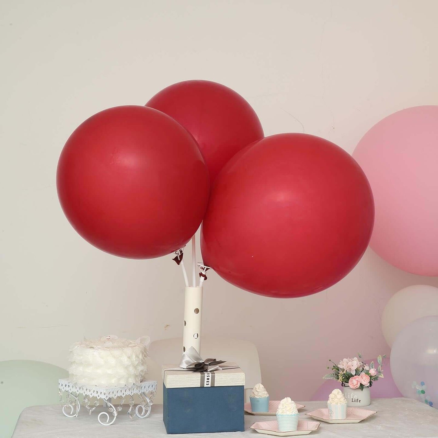 10 Pack 18" Matte Pastel Burgundy Helium or Air Latex Party Balloons