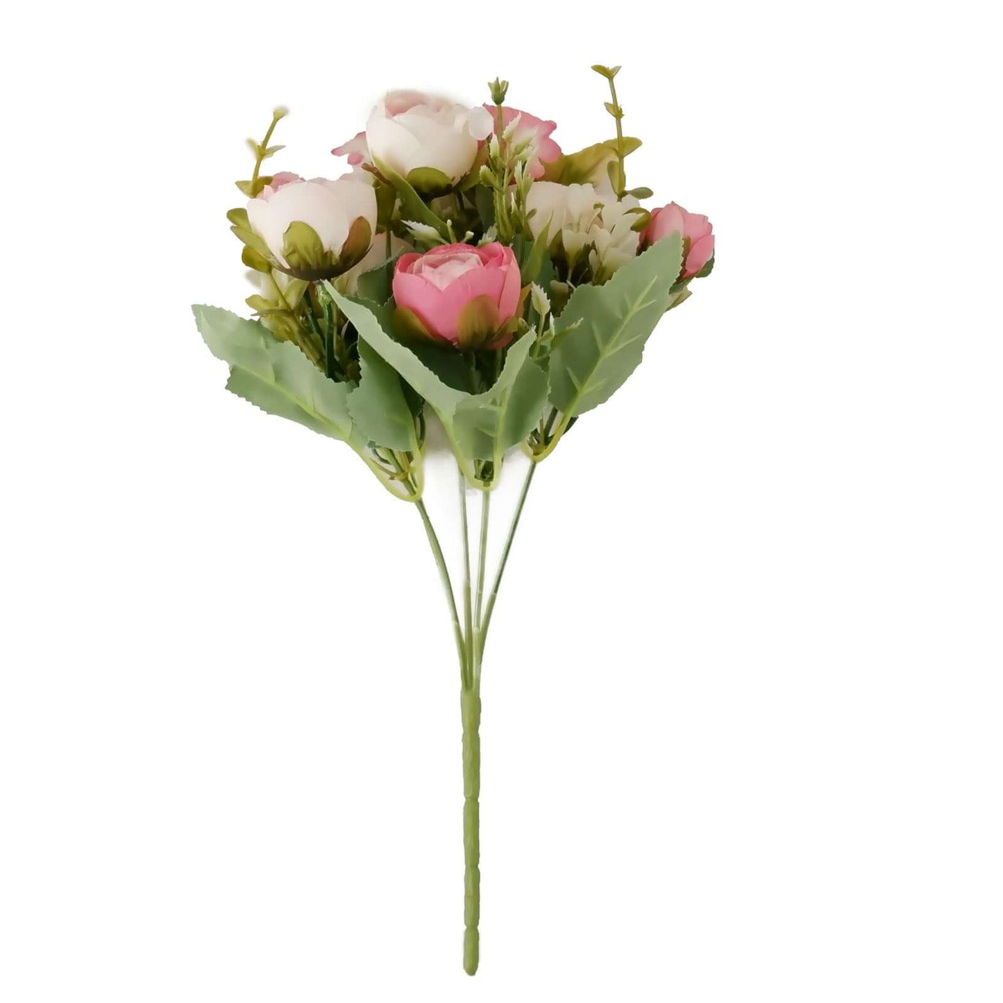 4 Pack 12" Artificial Pink Ranunculus Silk Flower Bridal Bouquets, Faux Buttercup Floral Arrangement