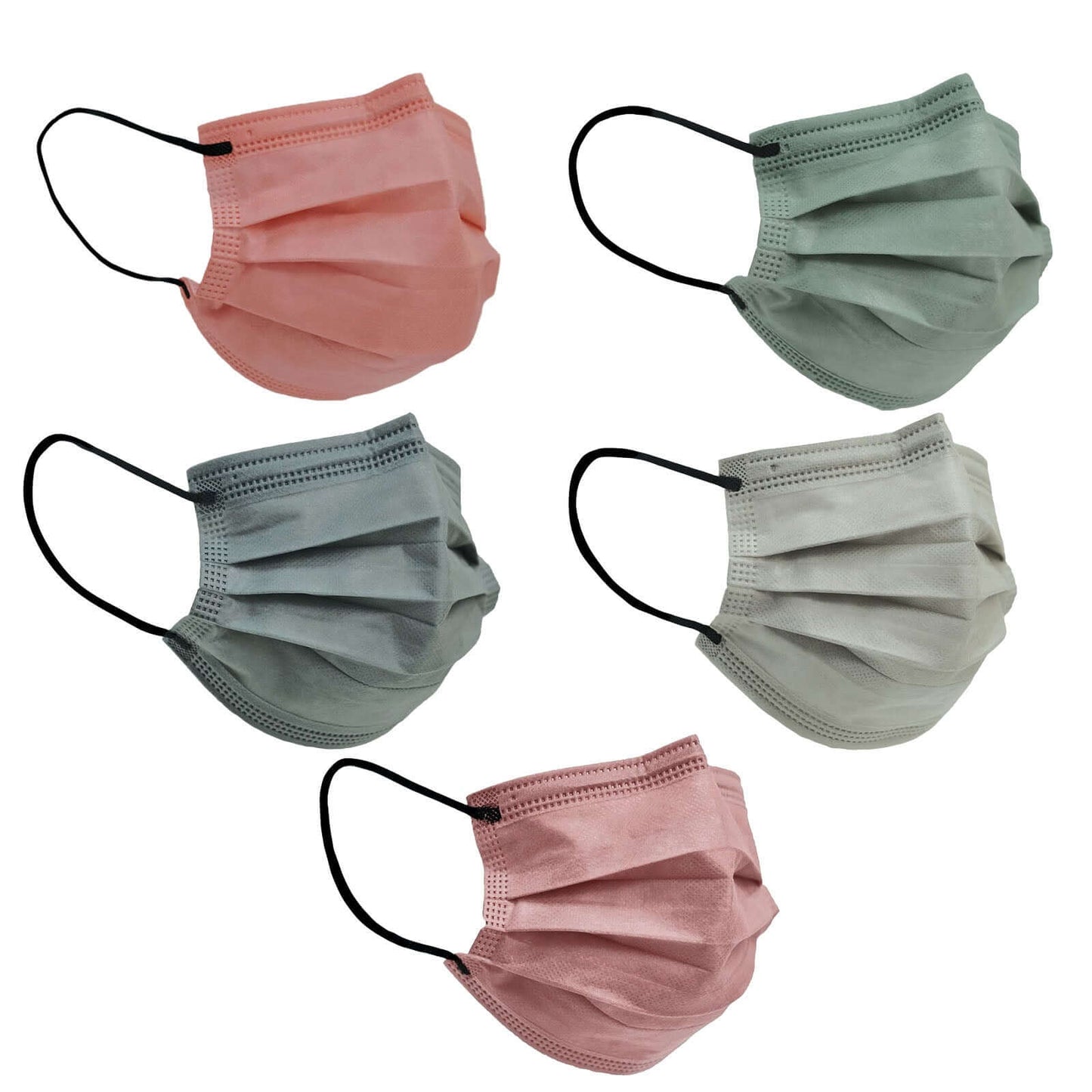 50 Pack 3 Ply Assorted Colors Disposable Face Mask Non Woven Mask with Ear Loop