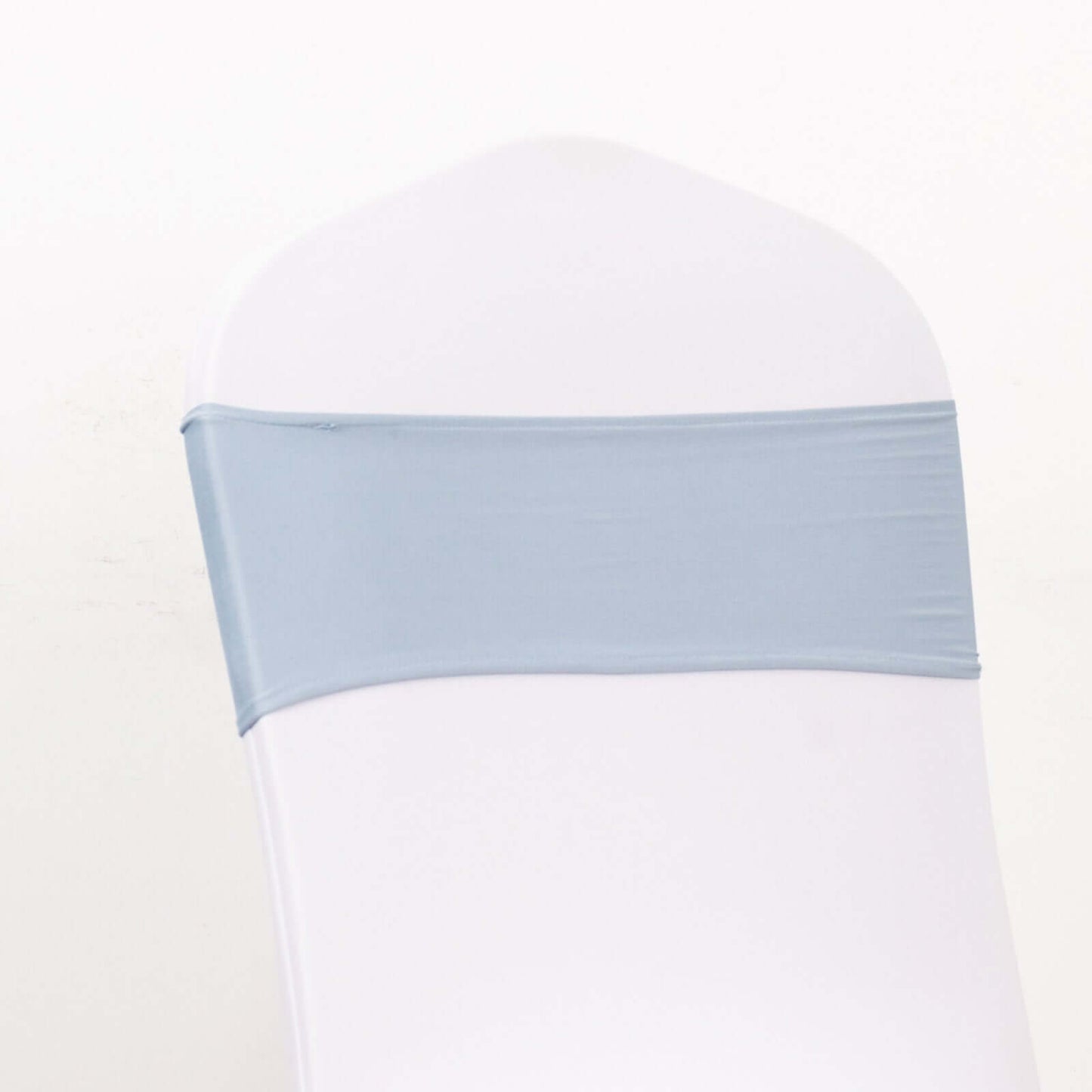 5 Pack Spandex Chair Sashes Dusty Blue with Gold Rhinestone Buckles - Reusable Four-Way Stretch Sash Bands 5"x14"
