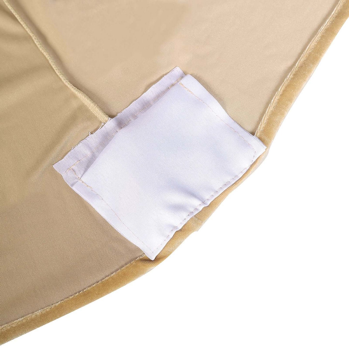 Premium Velvet Spandex 30" Round Cocktail Table Cover Champagne - Smooth Fitted Design with Foot Pockets