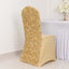 Satin Rosette Chair Cover for Banquet Chairs Champagne - Stretch Fitted Slip-On Slipcover