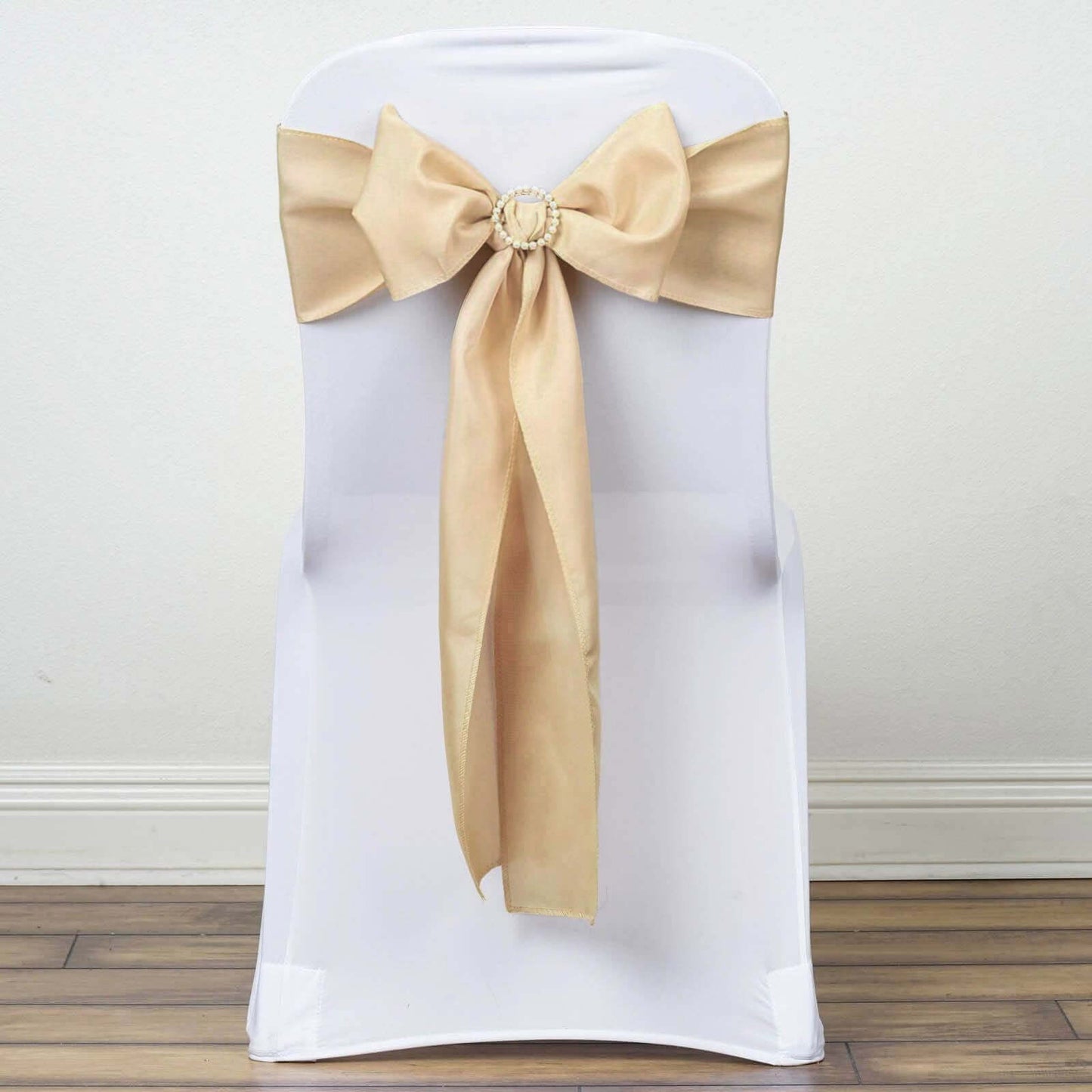 5 Pack Polyester Chair Sashes Champagne 6"x108"