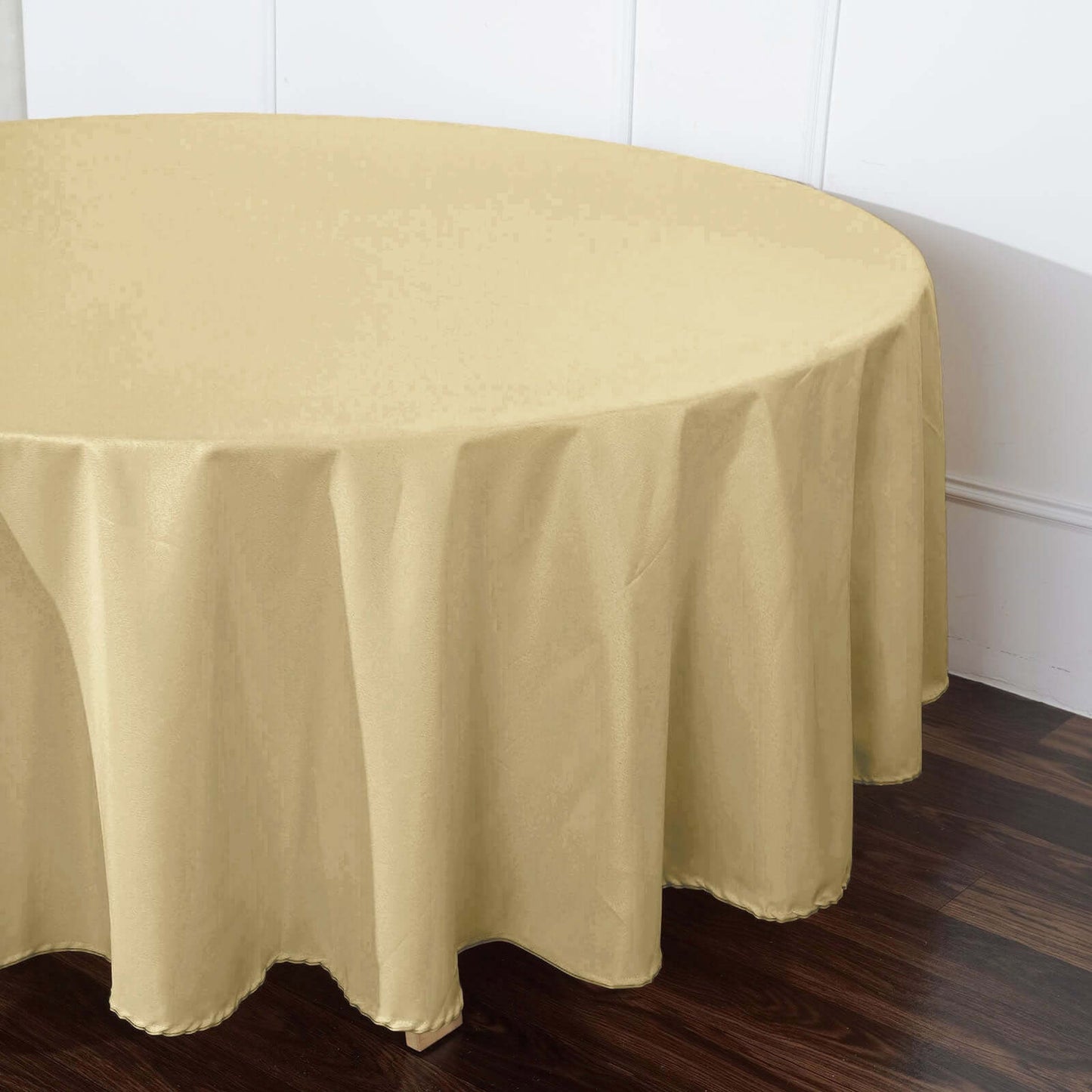 Polyester 108" Round Tablecloth Champagne - Wrinkle-Resistant Table Cover