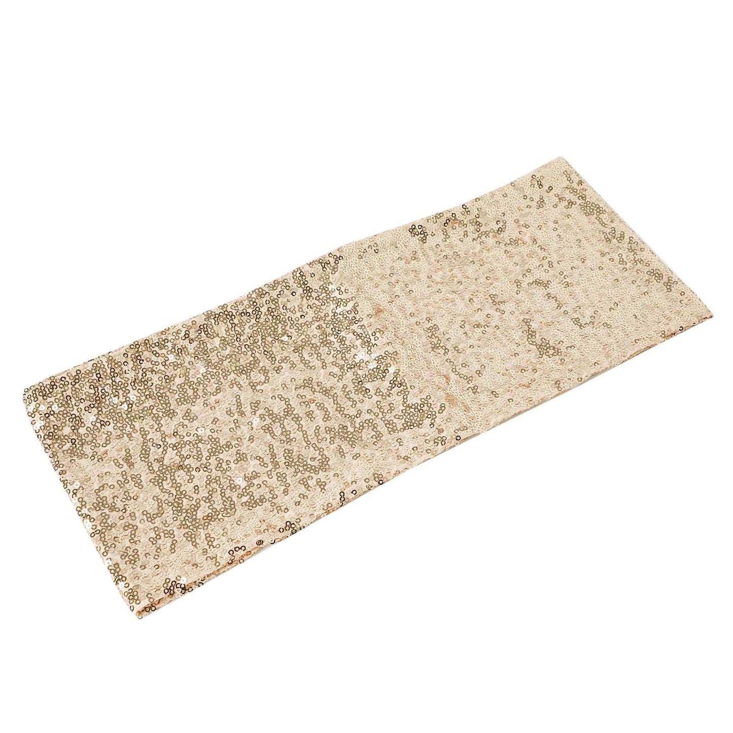 5 Pack Sequin Spandex Chair Sashes Champagne - Stretch Chair Bands 6"x15"