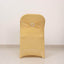 Stretch Spandex Chair Cover Champagne for Folding Chairs - Secure Fit Slipcover with Silver Rhinestone Buckled Sash Band