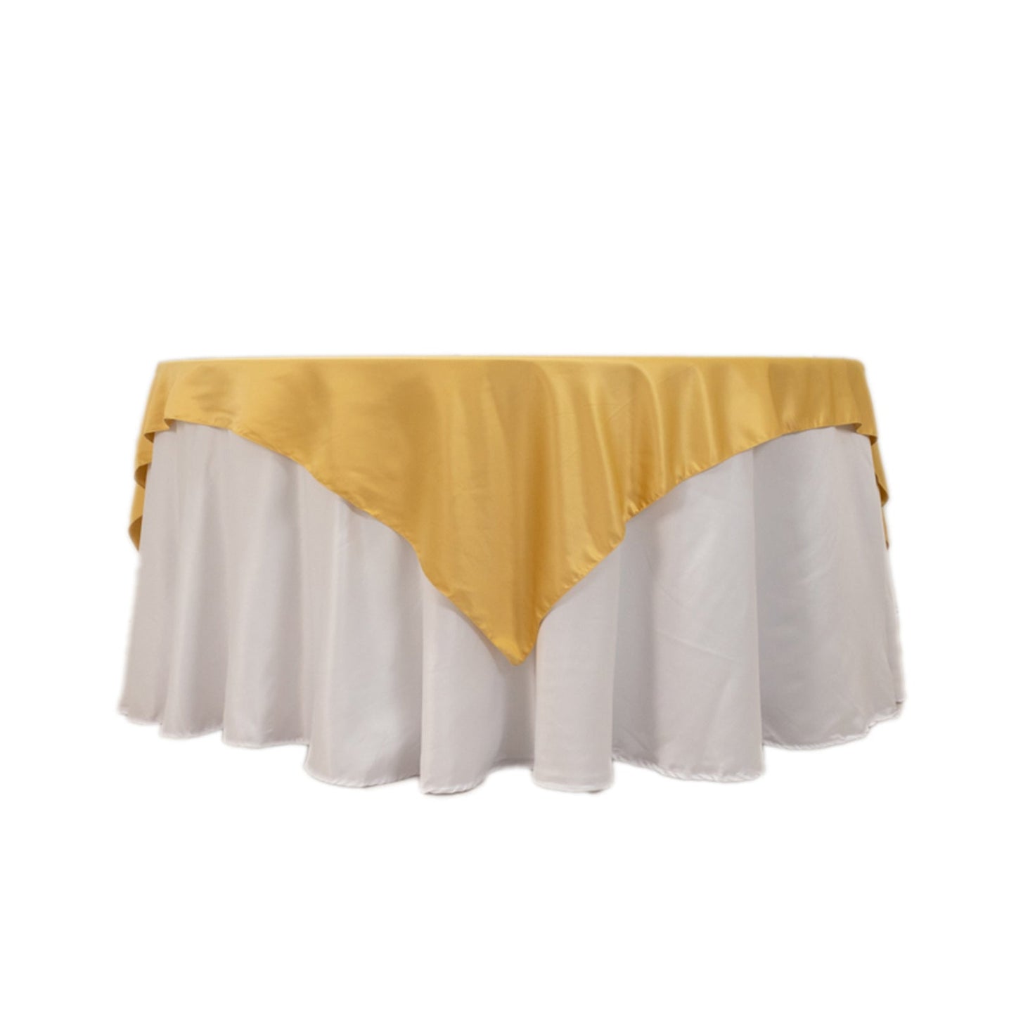 Lamour Satin 72"x72" Table Overlay Square Tablecloth Champagne - Smooth Finish Table Topper