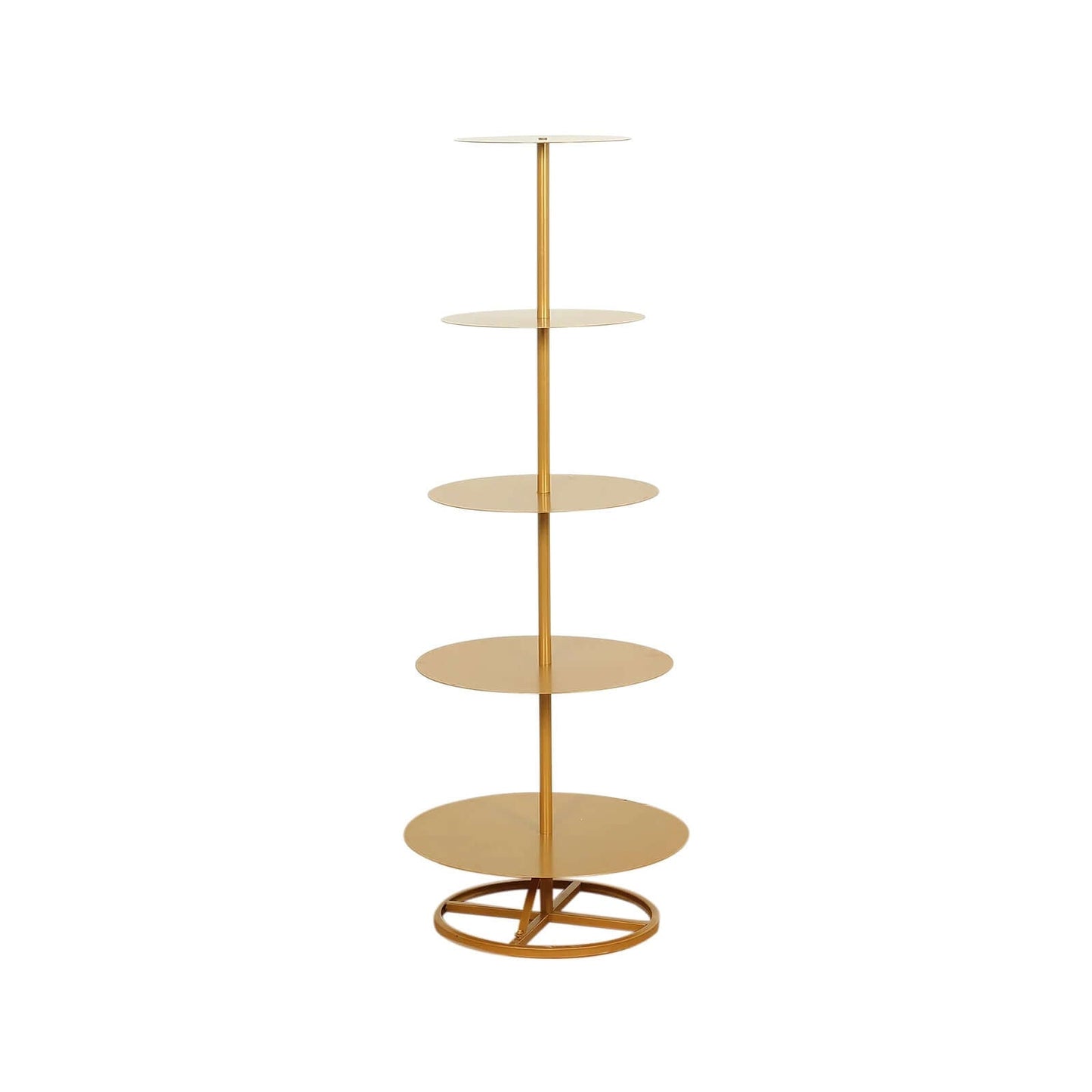 5 Tier Champagne Tower Stand Gold Metal Round Dessert Display Cupcake Holder - Sturdy Event Centerpiece 4.5ft Tall