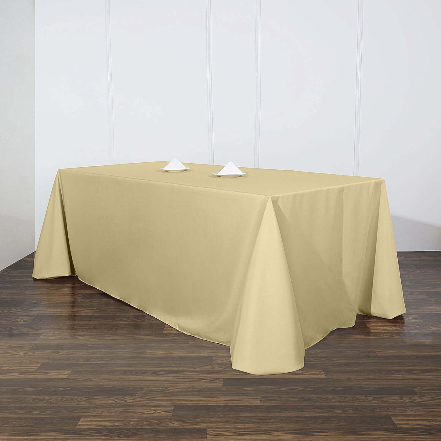 Polyester 90"x156" Rectangle Tablecloth Champagne - Seamless Wrinkle-Resistant Table Cover