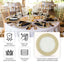 6-Pack Acrylic Round Charger Plates 13" in Clear with Gold Wheat Pattern Rim, Stylish Dinner Party Charger Tableware