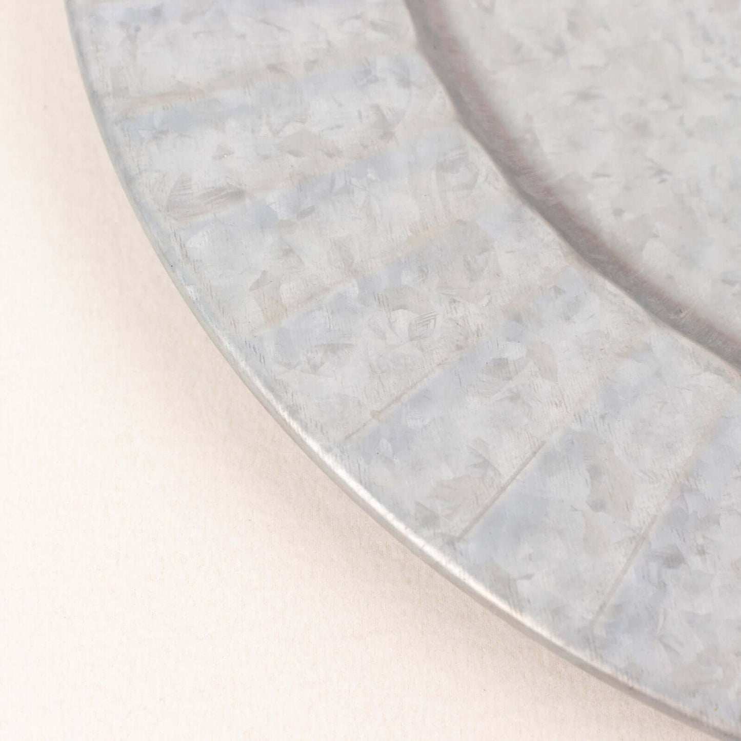 4-Pack Metal Round Charger Plates 13" in Silver with Galvanized Ruffled Rim, Contemporary Charger Tableware