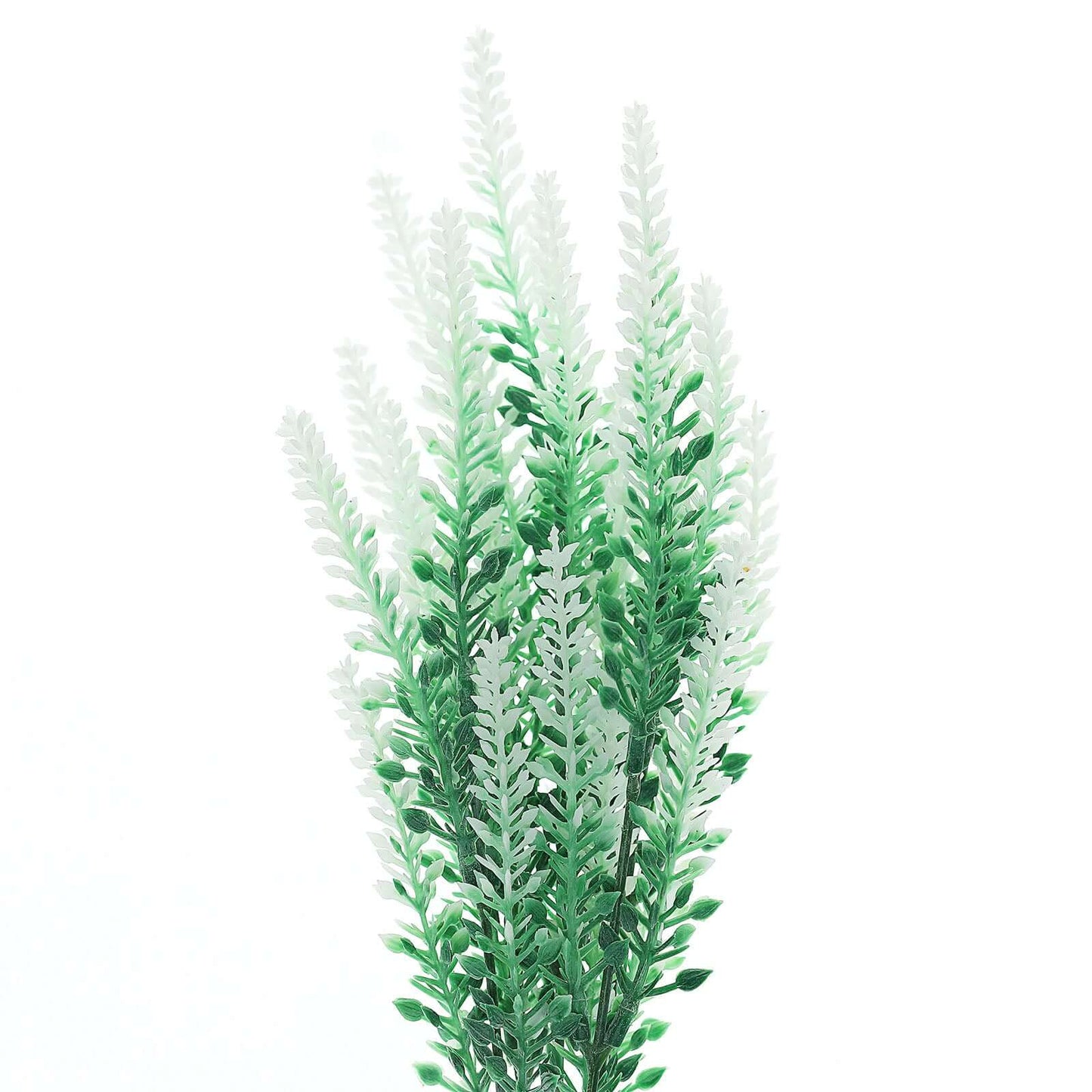4 Bushes 14" Green White Artificial Lavender Flower Plant Stems Greenery