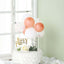 11 Pcs Balloon Cake Topper Clear, Rose Gold and White - Whimsical Clustered Mini Garland Cake Inserts DIY Party Decorations