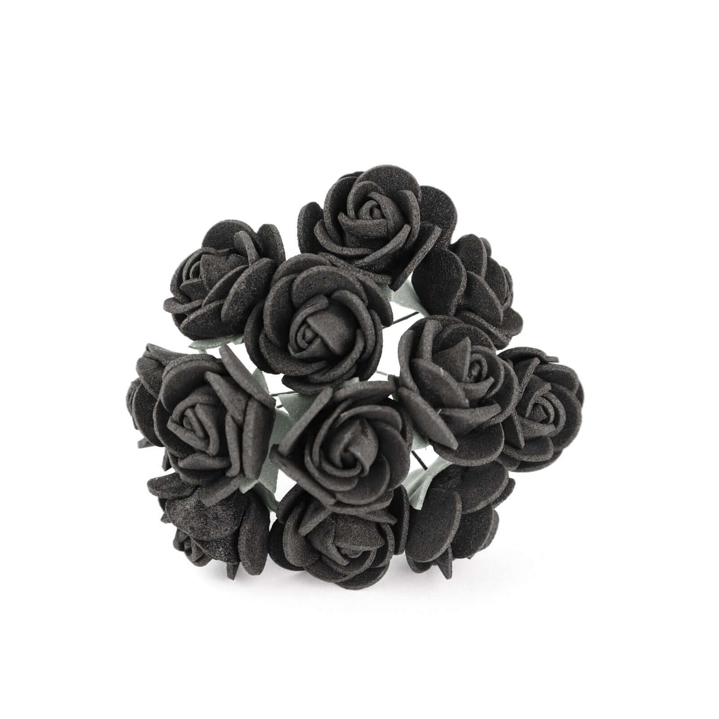 48 Roses 1" Black Real Touch Artificial DIY Foam Rose Flowers With Stem, Craft Rose Buds