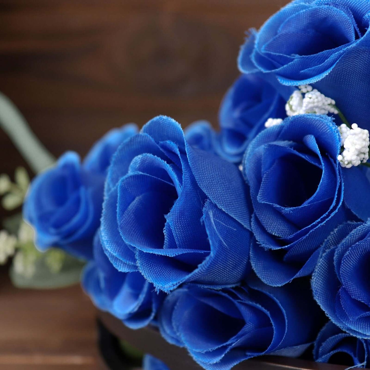 12 Bushes Royal Blue Artificial Premium Silk Flower Rose Bud Bouquets