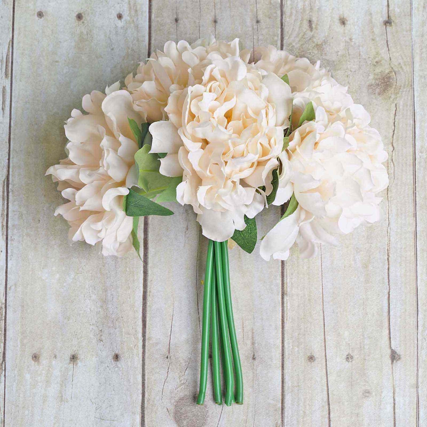 11" Blush Cream Real Touch Artificial Silk Peonies Flower Bouquet